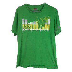 Novara Cycling T-Shirt Mens Large Green City Skyline Graphic Tee Biking Cyclist